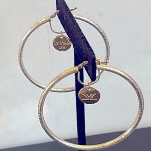 ❤️RARE HTF LE VIAN❤️S/S 925 & 14K DANGLE CHARM INSIDE HOOP EARRINGS SUPER COOL!